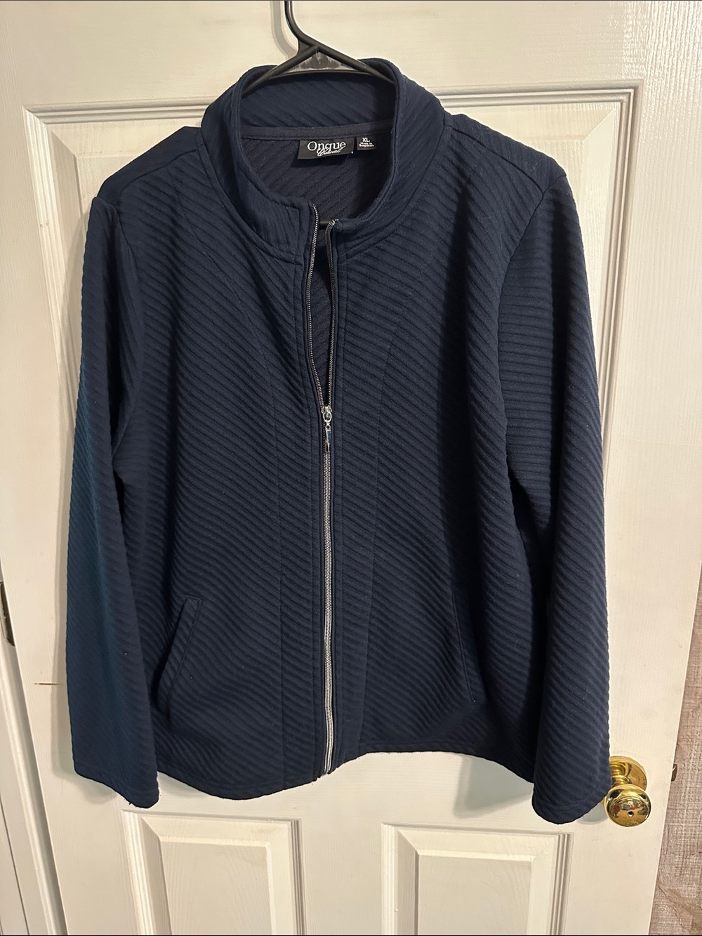 Onque Casuals Navy Lightweight Textured Zip Jacket